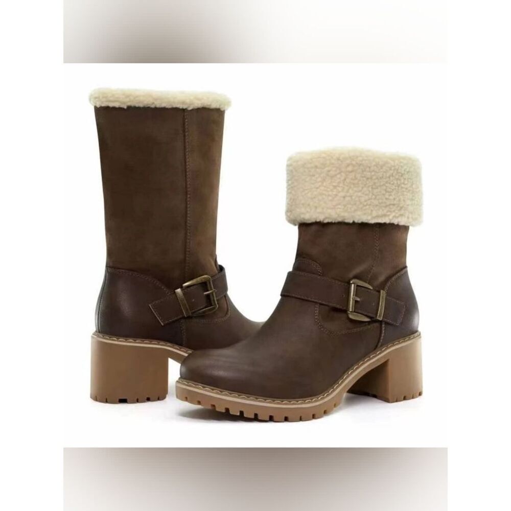 (40-4596) Katliu Warm Winter Round Toe Western Boots For Women Sz 39 (8.5)